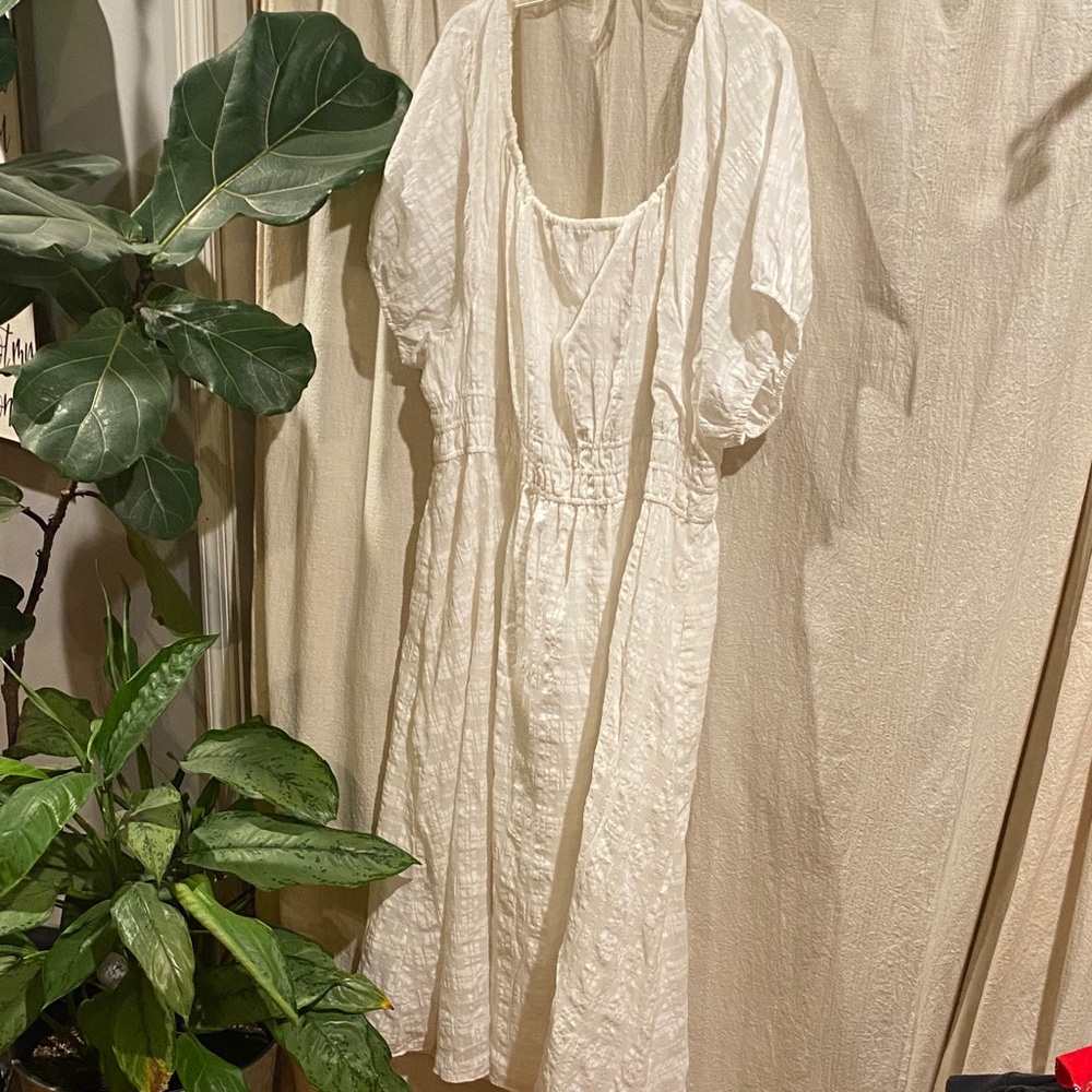 Madewell Cream Puff Sleeve Midi Dress - Picture 10 of 10